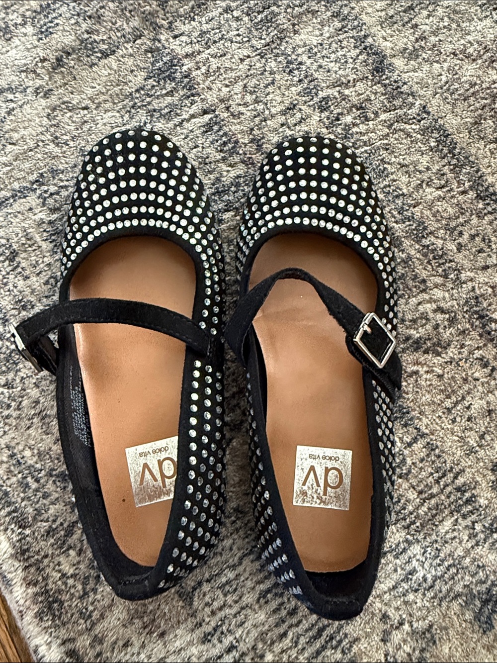 Dolce Vita Black Studded Mary Jane Flats for Kids